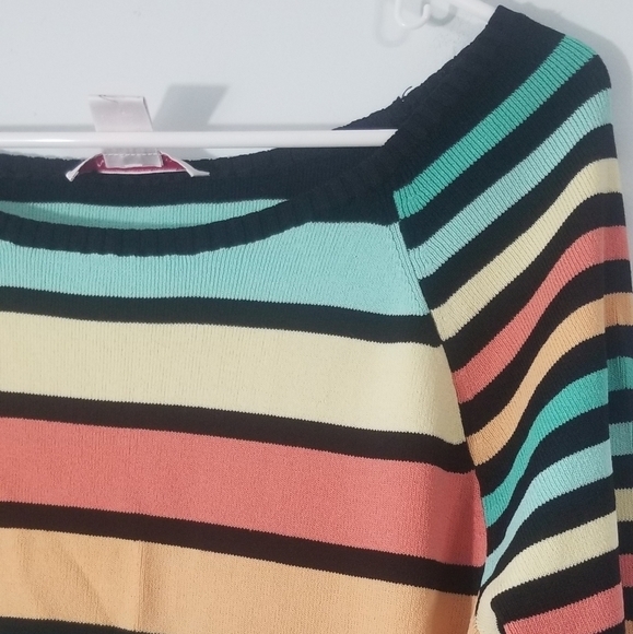 Nine & Company by Nine West Vibrant Colorblock Boat Neck Striped Sweater. Size L - Picture 3 of 5